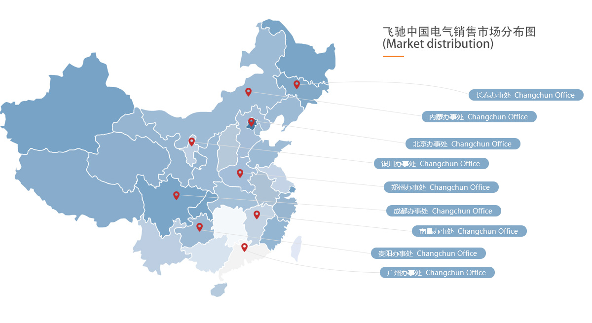 沈陽飛馳電氣設(shè)備有限公司中國(guó)電氣銷售市場(chǎng)分布圖